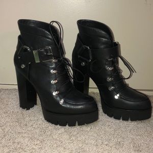Platform 4-5” Heeled Booties with Silver accents